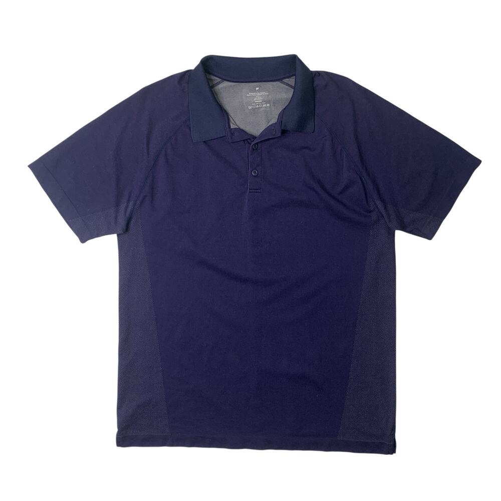 Fabletics Shirt Mens L Large Navy The Training Day Polo Performance Nylon Blend